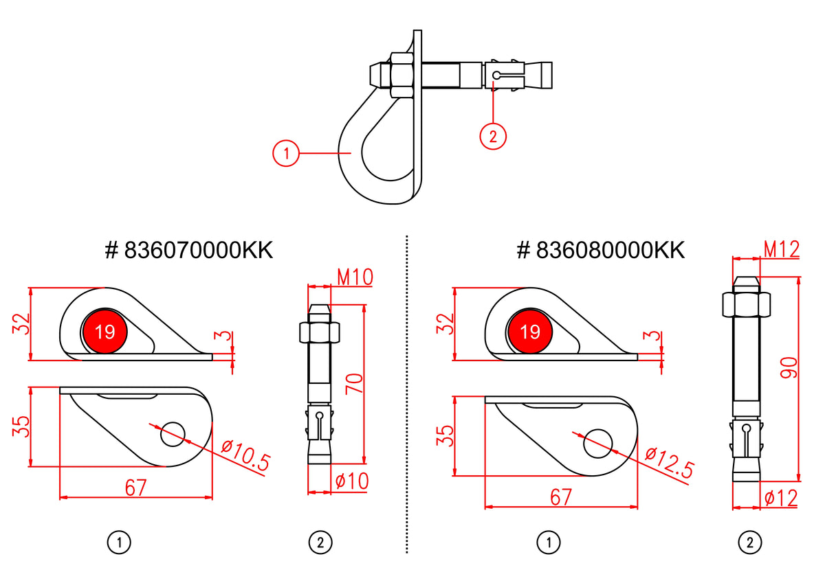 KONG Anchor Kit – Maßzeichnung