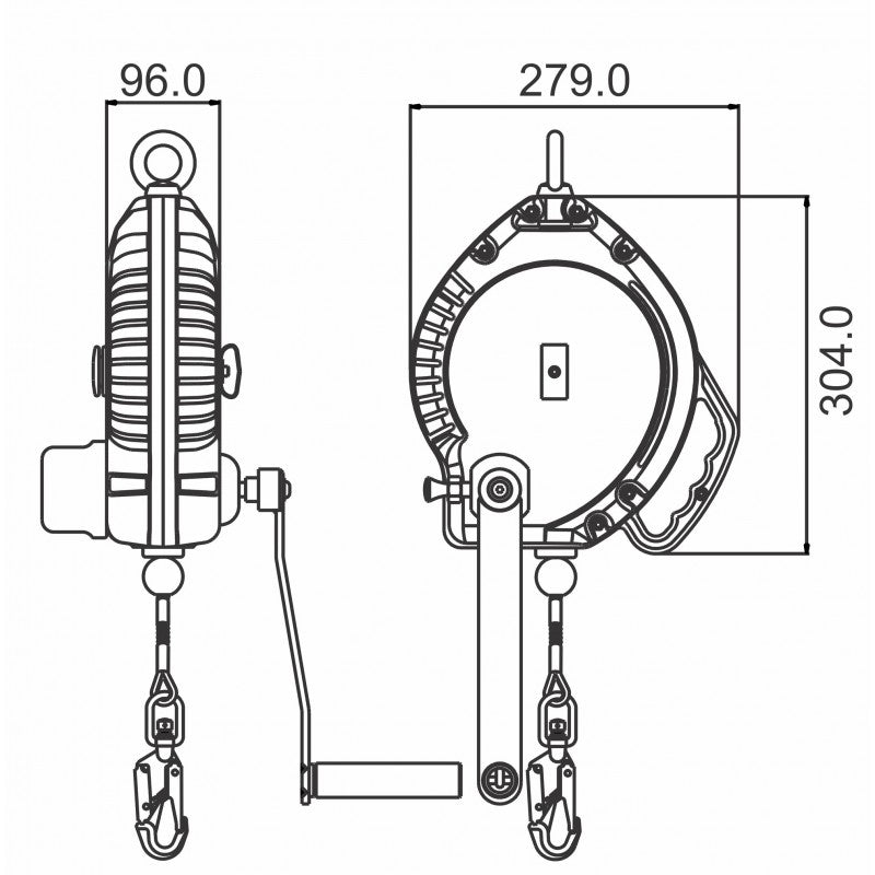 KRATOS SAFETY KALYPSO Stahldrahtseil, Absturzsicherung mit automatischem integriertem Rückzug 20 m – FA2040120
