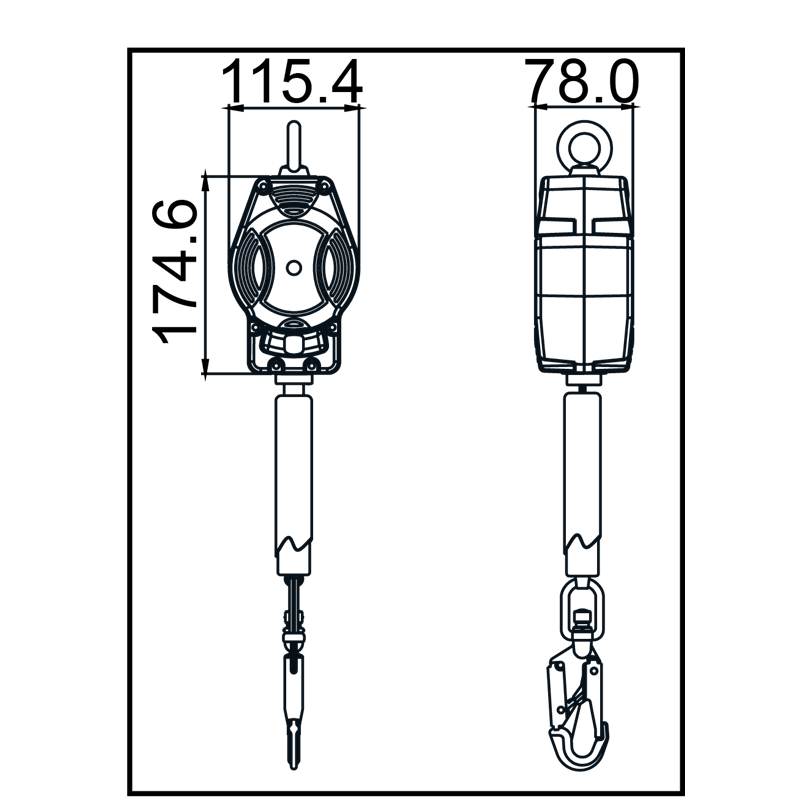 KRATOS SAFETY HELIXON Polyestergurtband, Höhensicherungsgerät mit automatischem Rückzug 3,5 m, Nur für den vertikalen Gebrauch – FA2050403B