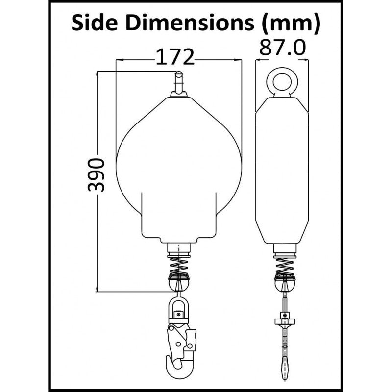 KRATOS SAFETY OLYMPE Höhensicherungsgerät Aluminiumgehäuse mit verzinktem Stahlseil Länge 10 m – FA2060010