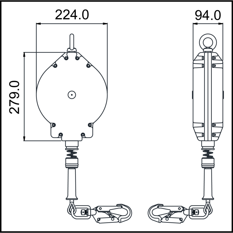 KRATOS SAFETY OLYMPE Höhensicherungsgerät Aluminiumgehäuse mit verzinktem Stahlseil Länge 20 m – FA2060020