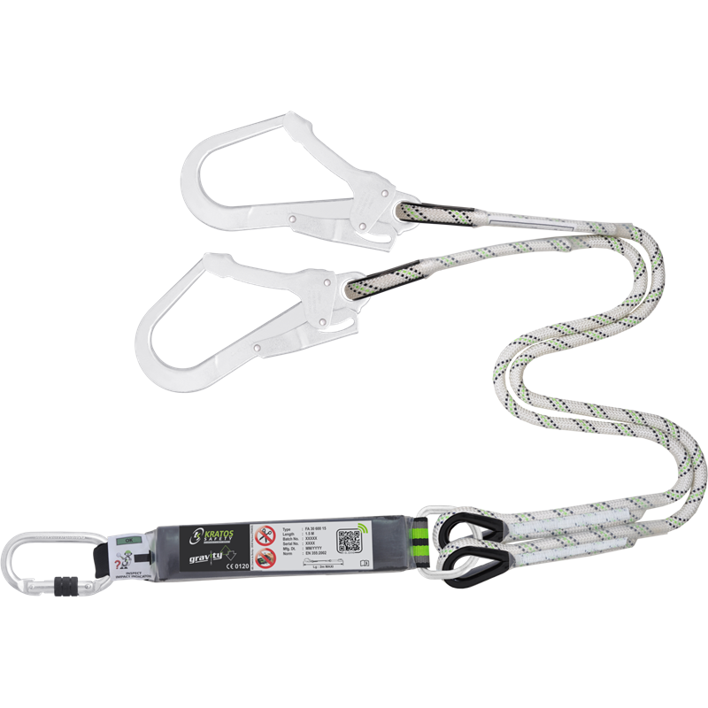 KRATOS SAFETY HOPE – Y-Verbindungsmittel aus Kernmantelseil mit Stahlkarabinern – 1 m – FA3060010