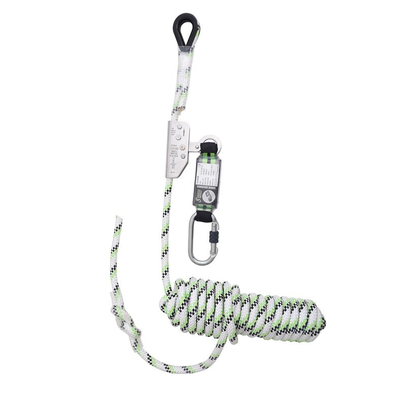 KRATOS SAFETY NIRO, Mitlaufendes Auffanggerät auf Kernmantelseil mit Bandfalldämpfer Länge 15 Meter – FA2010215