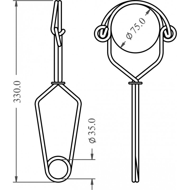 KRATOS SAFETY FA5021175 – Edelstahl-Befestigungshaken – 75 mm