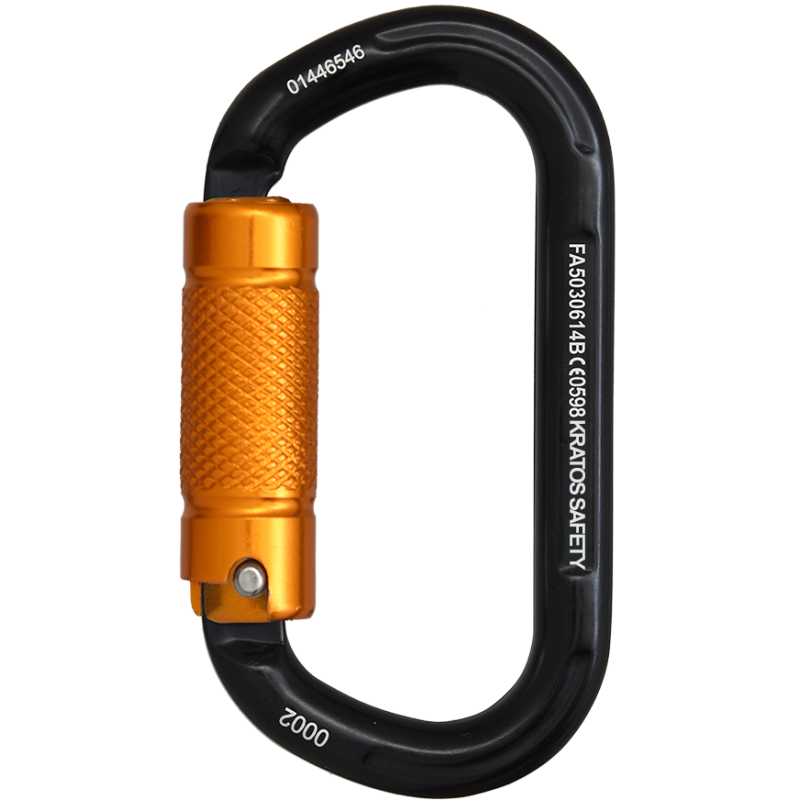 KRATOS SAFETY FA5030614B – Ovaler Aluminiumkarabiner Triple-Lock Keylock – 14 mm